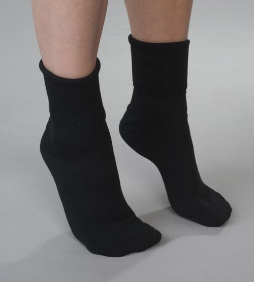 3-Pack Womens Black Cotton Diabetic Socks
